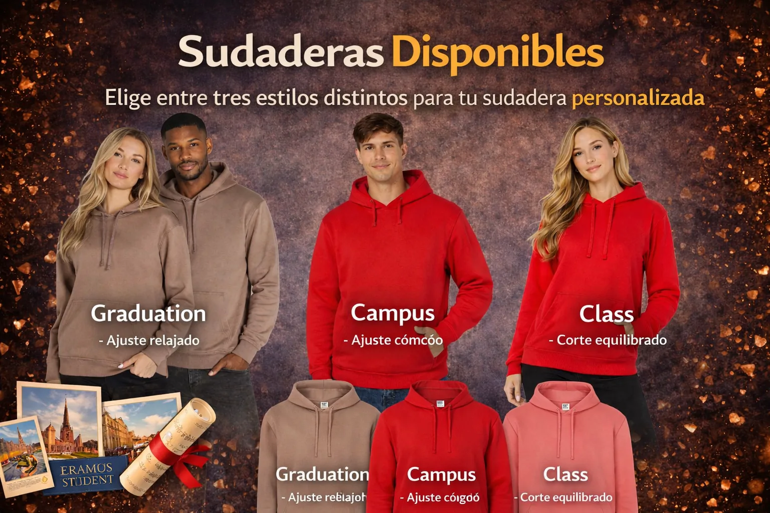 Modelos de sudaderas disponibles para grupos